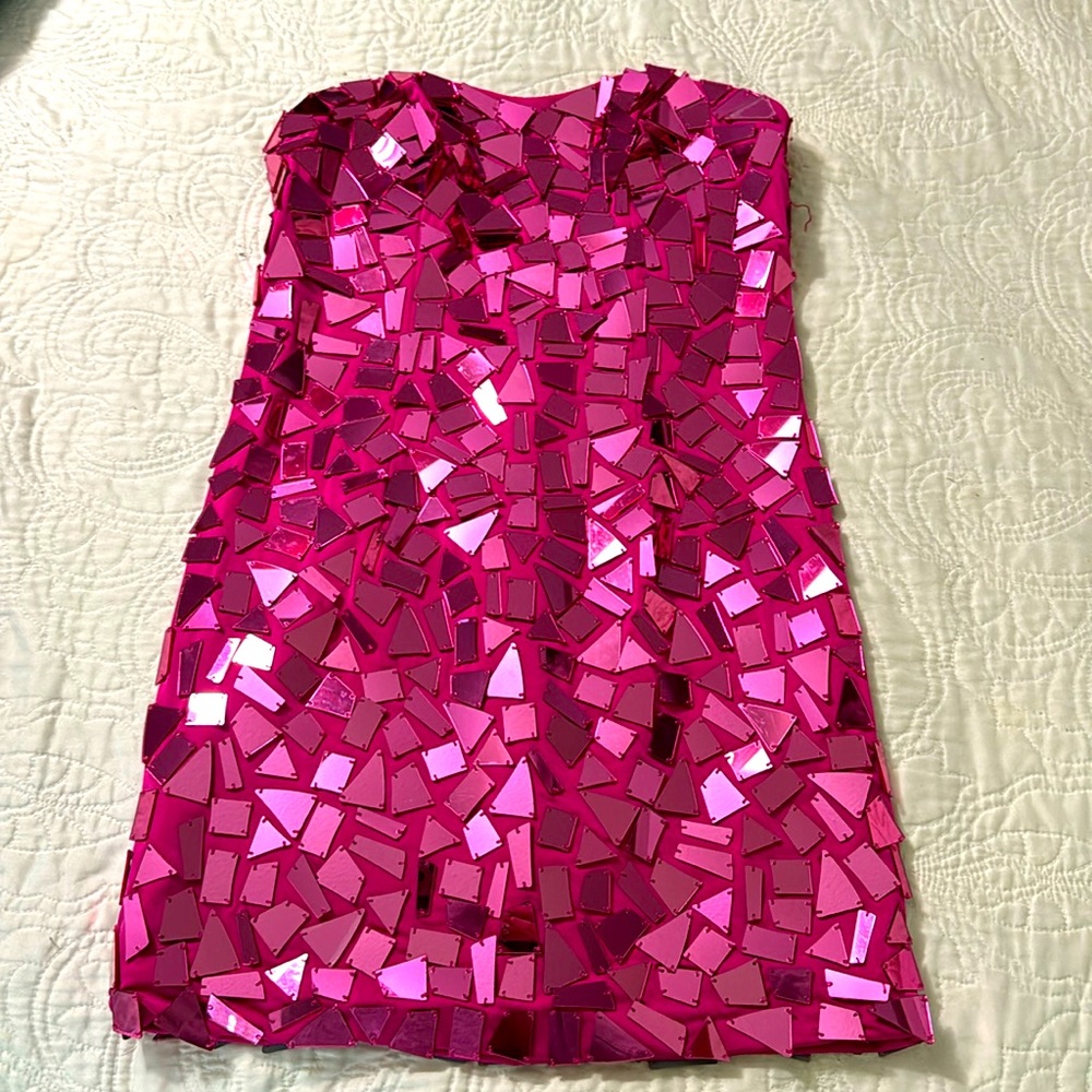 Novaluxe hot pink mirror strapless dress